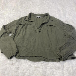 HYFVE Women's Long Sleeve Olive Green Blouse